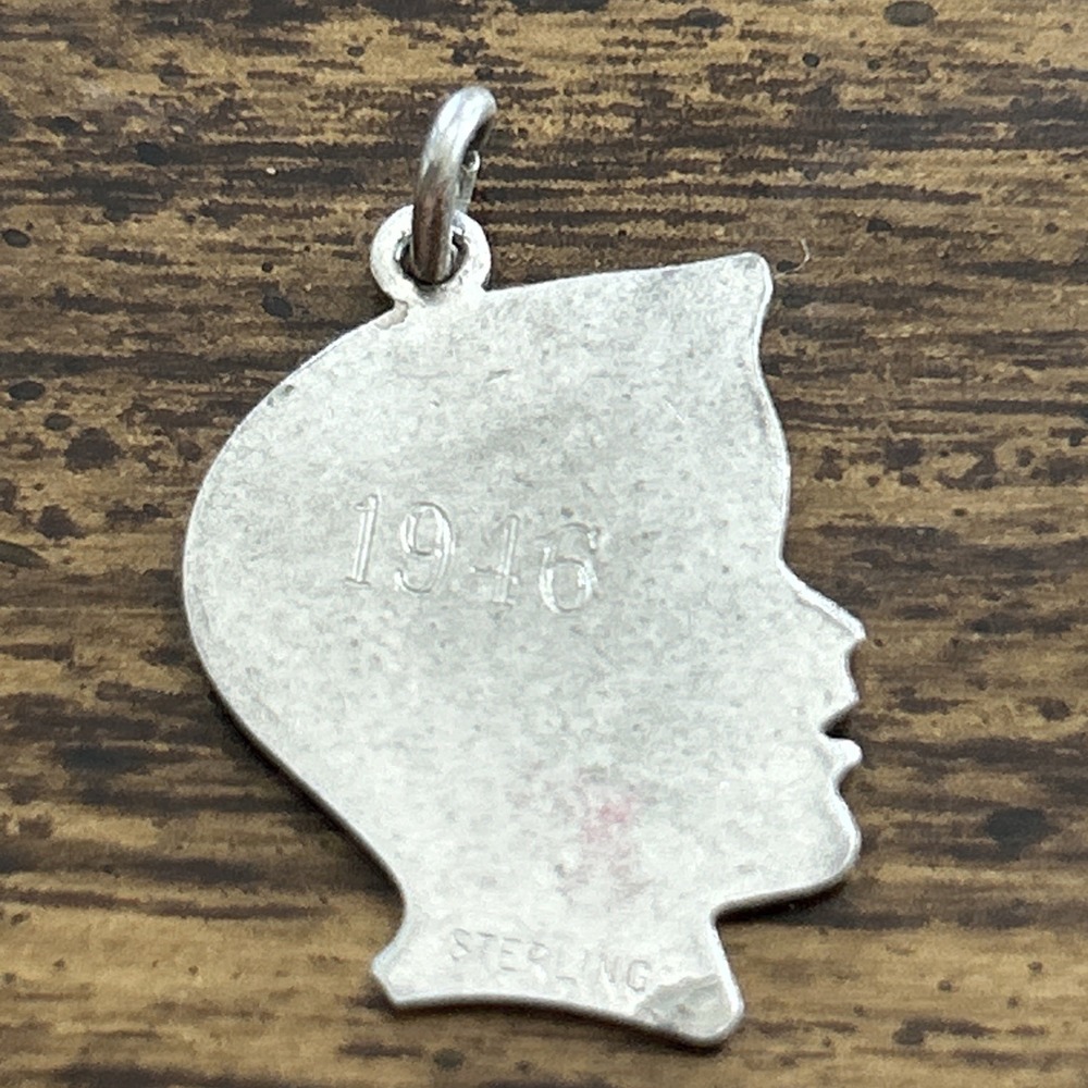 Vintage 1946 Sterling Silver Michael Boy Profile Silhouette Pendant Charm